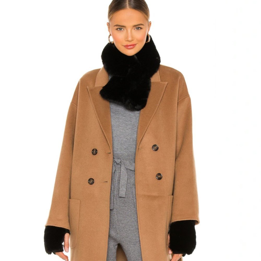 Revolve Jocelyn Faux Fur Scarf Fingerless Mittens‎ Set One Size $155 USD Black
